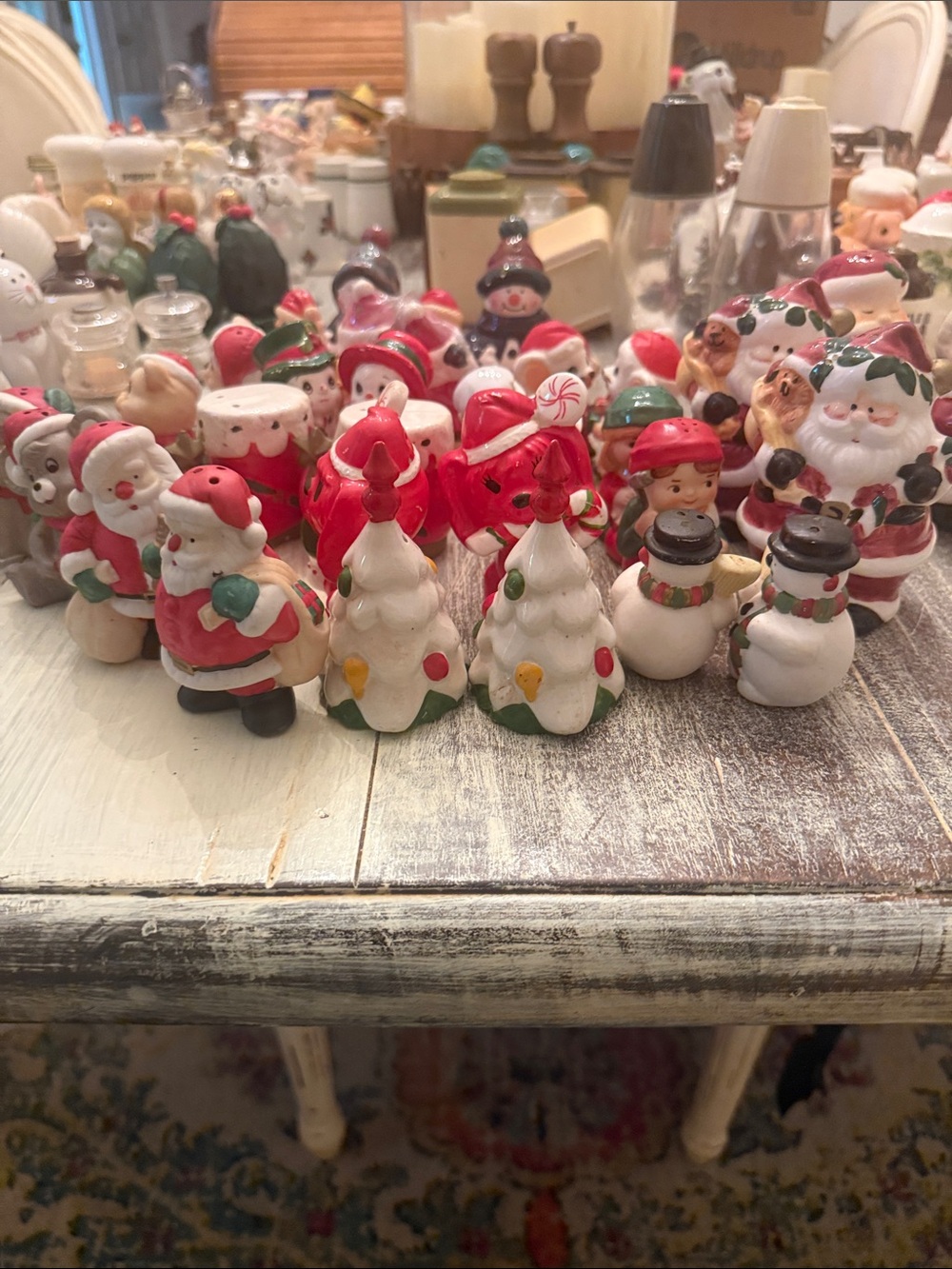 Festive Ceramic Santa & Holiday Figurine Collection - Red, White, Green 
16 sets